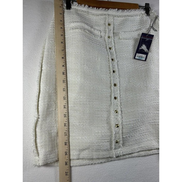 Jennifer Lopez cream lined Zipper Skirt size 4 New With Tag $50 gold embellished - Picture 8 of 10